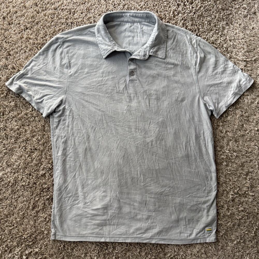 Vuori V188 Strato Tech Polo Athletic Shirt Light Grey Blue Performance Size M